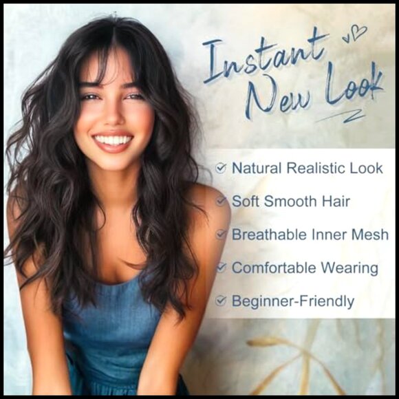Synthetic Wavy Wig With Bangs Medium Length Shoulder Party Daily Wear main image 5